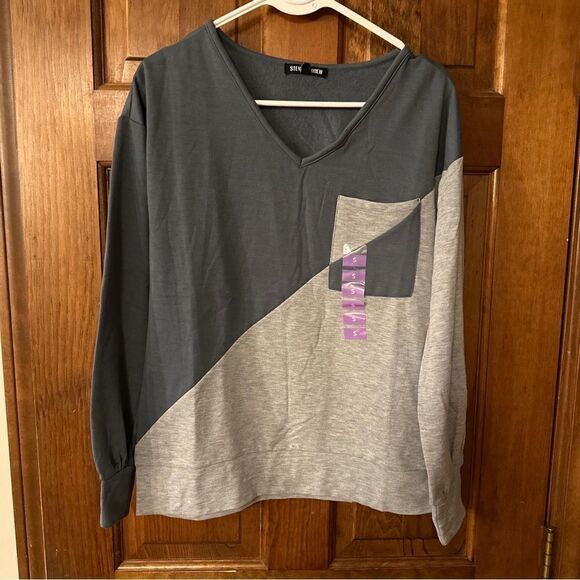Steve Madden Soft Sweatshirt Size Small Gray Stormy Blue NWT - Picture 1 of 7